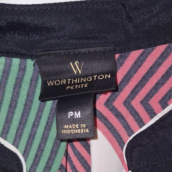 Worthington Multicolor Striped Blouse | Size PM Petite | Stretch - Picture 2 of 3